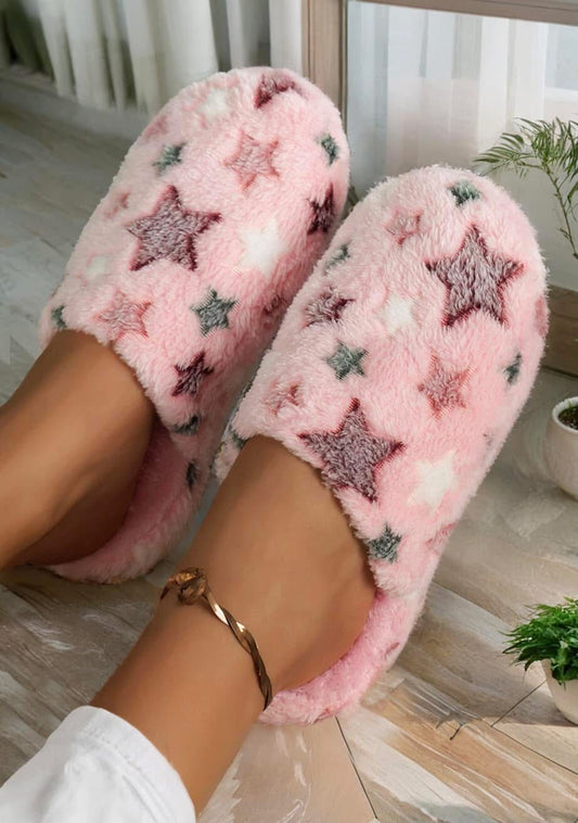 Star Pattern Plush Slippers