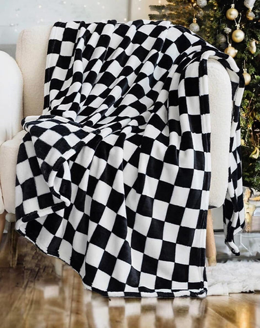 Checkered Print Soft Throw Blanket